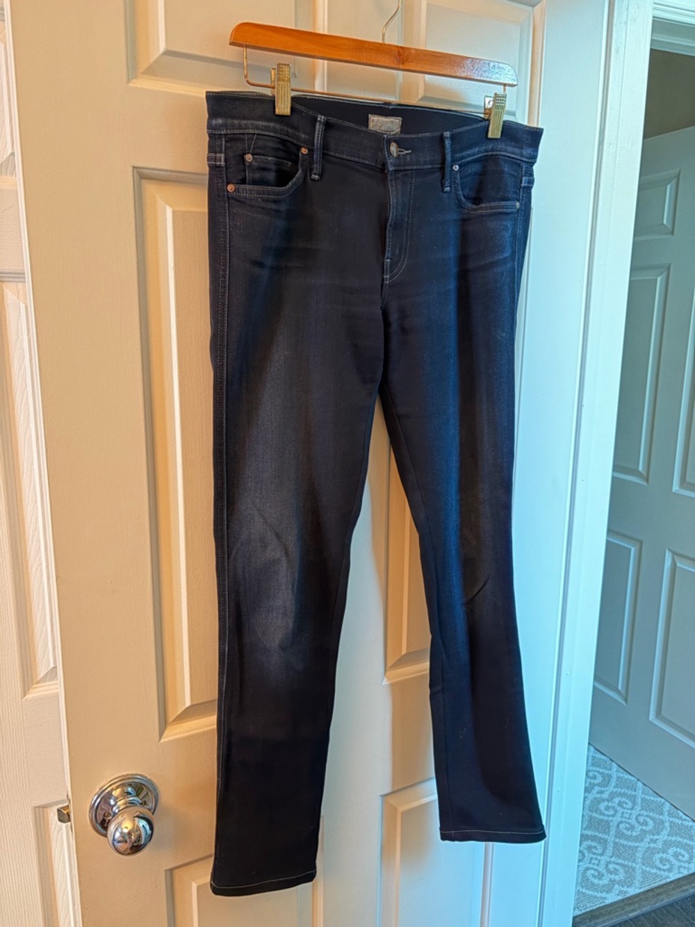 Mother Classic Women's Dark Denim Straight-Leg Jeans - Picture 3 of 8
